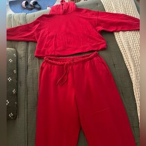 Red Hoodie and Sweatpants Set